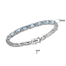 Load image into Gallery viewer, LO5W112 - Brass  Bracelet with AAA Grade CZ  in Aquamarine Rhodium Plated-7&quot;