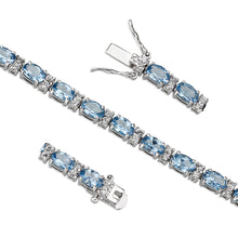 Load image into Gallery viewer, LO5W112 - Brass  Bracelet with AAA Grade CZ  in Aquamarine Rhodium Plated-7&quot;