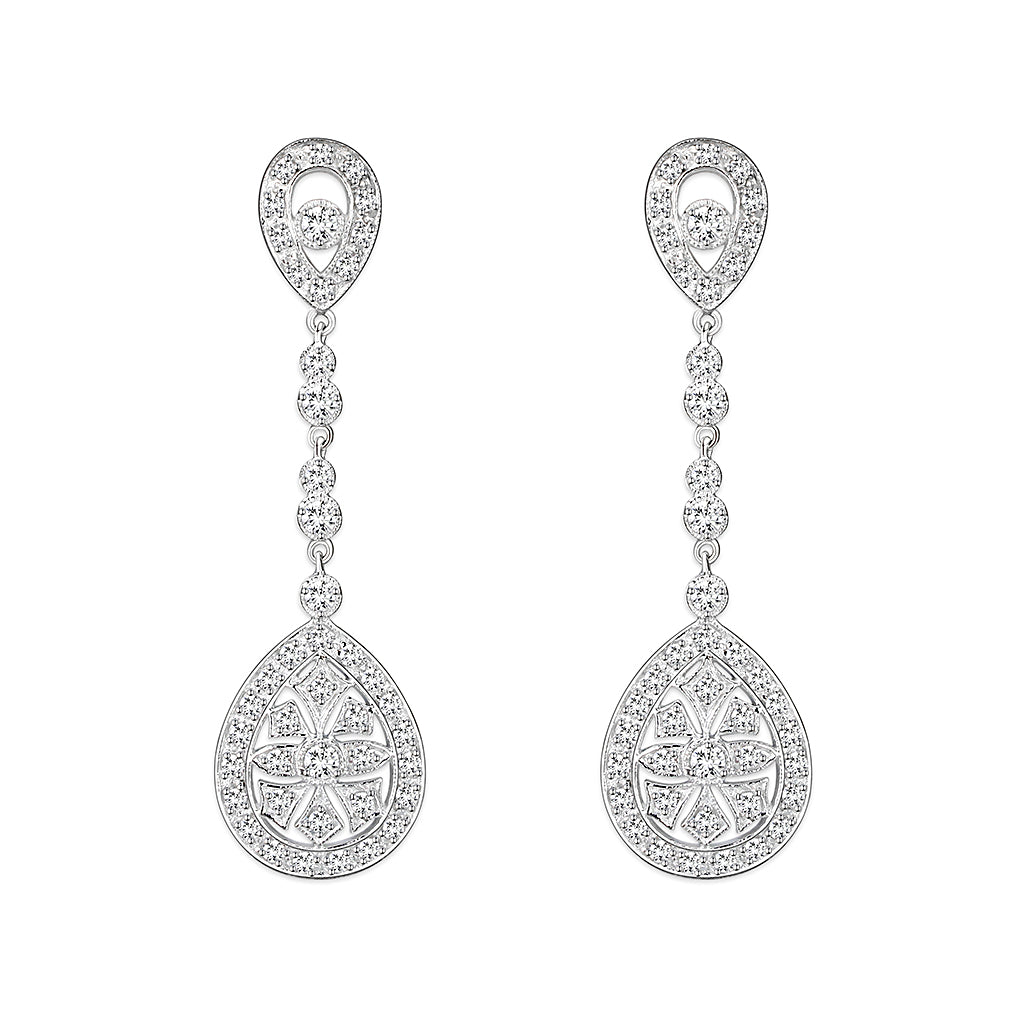 LO5W120 - Brass  Earrings with AAA Grade CZ  in Clear