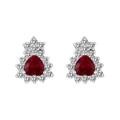LO5S127 - Sterling Silver  Earrings With  CZ Red In High Polished( No Plated)