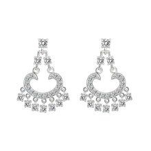 Load image into Gallery viewer, LO5S128 - Sterling Silver  Earrings With  CZ Clear In High Polished( No Plated)