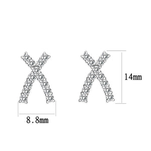LO5S129 - Sterling Silver  Earrings With  CZ Clear In High Polished( No Plated)