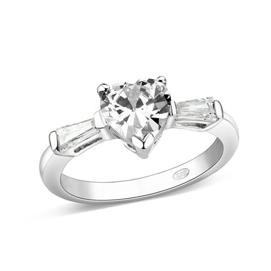 LO5S230- Sterling Silver Ring with CZ In Clear High Polished( NO Plating)