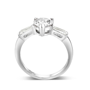 LO5S230- Sterling Silver Ring with CZ In Clear High Polished( NO Plating)