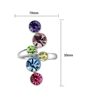 LO5S231- Sterling Silver Ring with CZ In Multi Color High Polished( NO Plating)