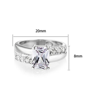LO5S233- Sterling Silver Ring with CZ In Clear High Polished( NO Plating)