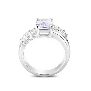 LO5S233- Sterling Silver Ring with CZ In Clear High Polished( NO Plating)