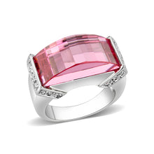 Load image into Gallery viewer, LO5W235- Brass Ring with CZ In Pink Rhodium Plated