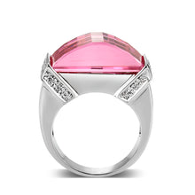 Load image into Gallery viewer, LO5W235- Brass Ring with CZ In Pink Rhodium Plated