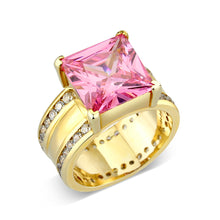 Load image into Gallery viewer, LO5W237-  Brass Ring With CZ in Pink Gold Plated