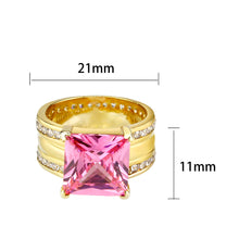 Load image into Gallery viewer, LO5W237-  Brass Ring With CZ in Pink Gold Plated