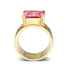 Load image into Gallery viewer, LO5W237-  Brass Ring With CZ in Pink Gold Plated