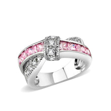 Load image into Gallery viewer, LO5W238-  Brass Ring With CZ in Pink Rhodium Plated