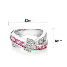 Load image into Gallery viewer, LO5W238-  Brass Ring With CZ in Pink Rhodium Plated