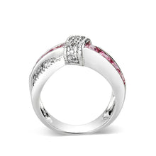 Load image into Gallery viewer, LO5W238-  Brass Ring With CZ in Pink Rhodium Plated