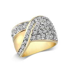 Load image into Gallery viewer, LO5W240-  Brass Ring With Synthetic Glass  in Clear Gold Plated