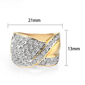 LO5W240-  Brass Ring With Synthetic Glass  in Clear Gold Plated