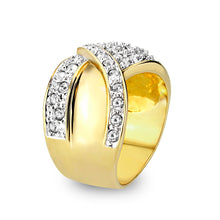 Load image into Gallery viewer, LO5W240-  Brass Ring With Synthetic Glass  in Clear Gold Plated