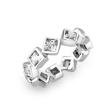 Load image into Gallery viewer, LO5W241-  Brass Ring With CZ  in Clear Rhodium Plated