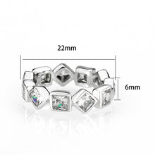 Load image into Gallery viewer, LO5W241-  Brass Ring With CZ  in Clear Rhodium Plated