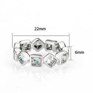 LO5W241-  Brass Ring With CZ  in Clear Rhodium Plated