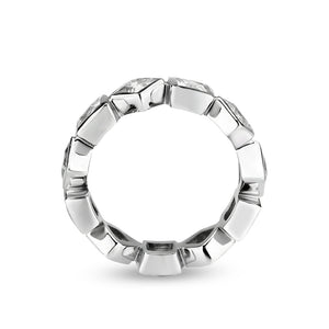 LO5W241-  Brass Ring With CZ  in Clear Rhodium Plated