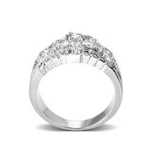 Load image into Gallery viewer, LO5W243-  Brass Ring With CZ  in Clear Rhodium Plated