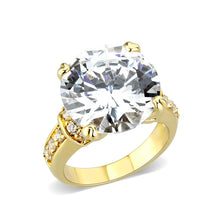 Load image into Gallery viewer, LO5W244-  Brass Ring With CZ  in Clear Gold Plated