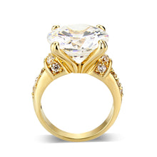 Load image into Gallery viewer, LO5W244-  Brass Ring With CZ  in Clear Gold Plated