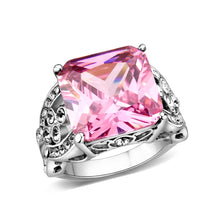 Load image into Gallery viewer, LO5W245-  Brass Ring With CZ  in Pink Rhodium Plated