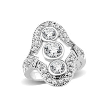 Load image into Gallery viewer, LO5W002 - Rhodium Brass Ring with CZ in Clear