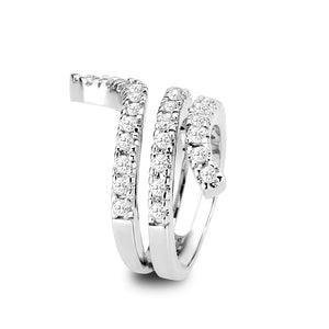 LO5W011- Rhodium Plated Ring with Crystal Glass In Clear