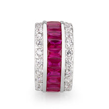 Load image into Gallery viewer, LO5W045- Rhodium Plated Brass Ring with CZ In Red