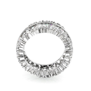 LO5W049- Rhodium Plated Brass Ring with CZ  In Clear