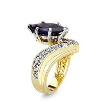 Load image into Gallery viewer, LO5W050- IP Gold  Plated Brass Ring with CZ In Amethyst