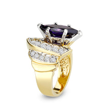 Load image into Gallery viewer, LO5W050- IP Gold  Plated Brass Ring with CZ In Amethyst