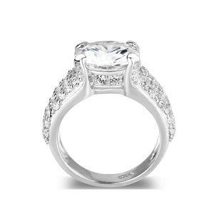 LO5S054- Sterling Silver Ring with CZ In Clear High Polished( NO Plating)