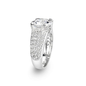 LO5S054- Sterling Silver Ring with CZ In Clear High Polished( NO Plating)