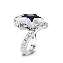 Load image into Gallery viewer, LO5W239-  Brass Ring With Synthetic Glass  in Montana Rhodium Plated