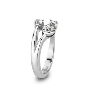 LO5W246-  Stainless Steel Ring With CZ  in Clear High Polish (No Plated)