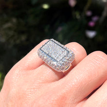 Load image into Gallery viewer, 7X099 - Rhodium Brass Ring with AAA Grade CZ  in Clear