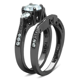 TK1W002B - High polished (no plating) Stainless Steel Ring with AAA Grade CZ  in Clear