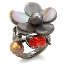 Load image into Gallery viewer, LO4744 - Antique Tone Brass Ring with Assorted in MultiColor