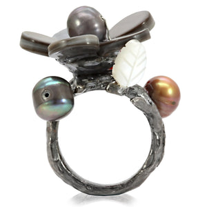LO4744 - Antique Tone Brass Ring with Assorted in MultiColor