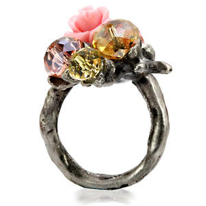 LO4745 - Antique Tone Brass Ring with Assorted in MultiColor