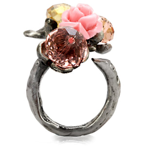 LO4745 - Antique Tone Brass Ring with Assorted in MultiColor