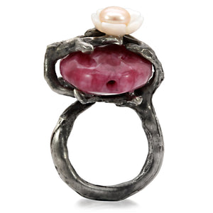 LO4748 - Antique Tone Brass Ring with Assorted in MultiColor
