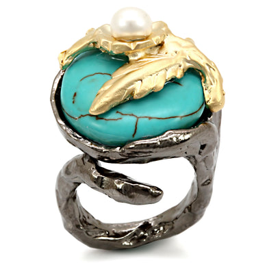 LO4749 - Antique Tone Brass Ring with Assorted in MultiColor