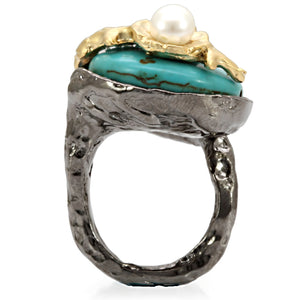 LO4749 - Antique Tone Brass Ring with Assorted in MultiColor