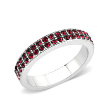 Load image into Gallery viewer, LO4751 - Rhodium Brass Ring with Top Grade Crystal in Red